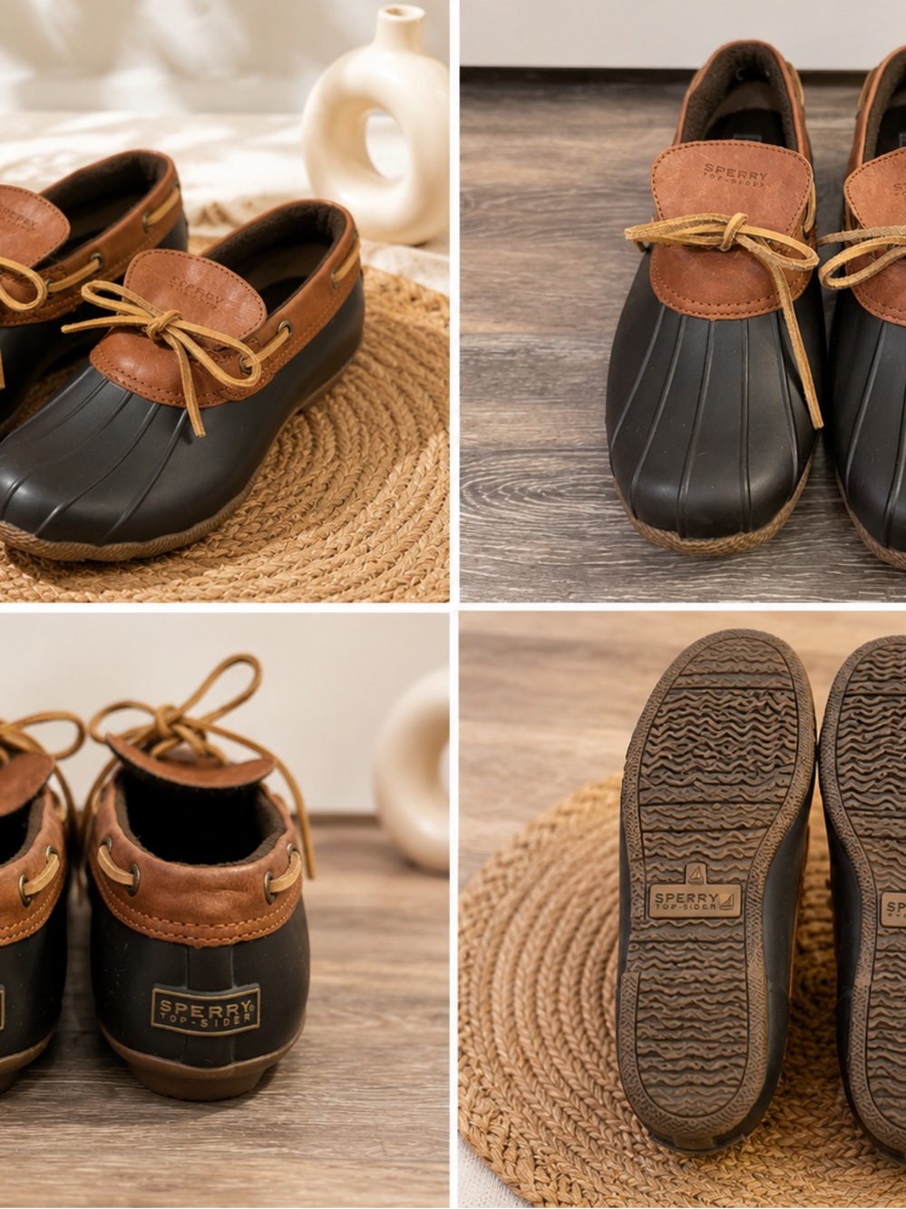 Sperry Black & Brown Duck Shoes for women - Waterproof Lace-Up